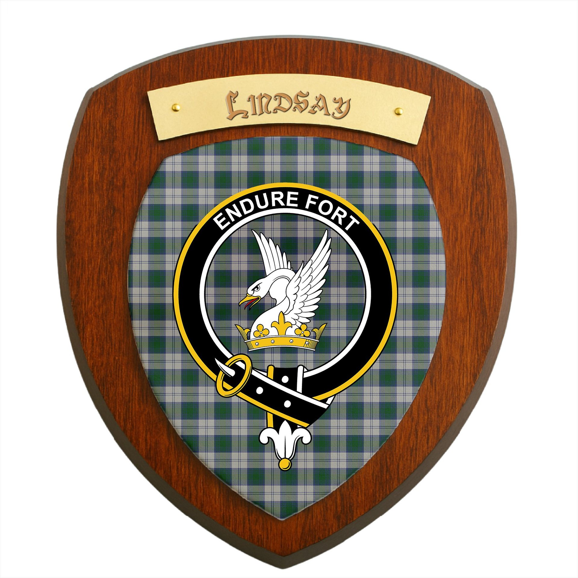 ScotsTee Shop Scottish Lindsay Dress Clan Crest Scottish Tartan Wooden Wall Plaque
