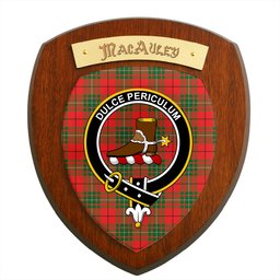 ScotsTee Shop Scottish MacAuley Modern Clan Crest Scottish Tartan Wooden Wall Plaque