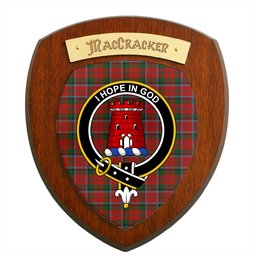 ScotsTee Shop Scottish MacCracken Clan Crest Scottish Tartan Wooden Wall Plaque