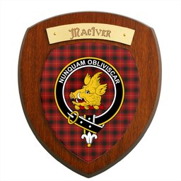 ScotsTee Shop Scottish MacIver Clan Crest Scottish Tartan Wooden Wall Plaque
