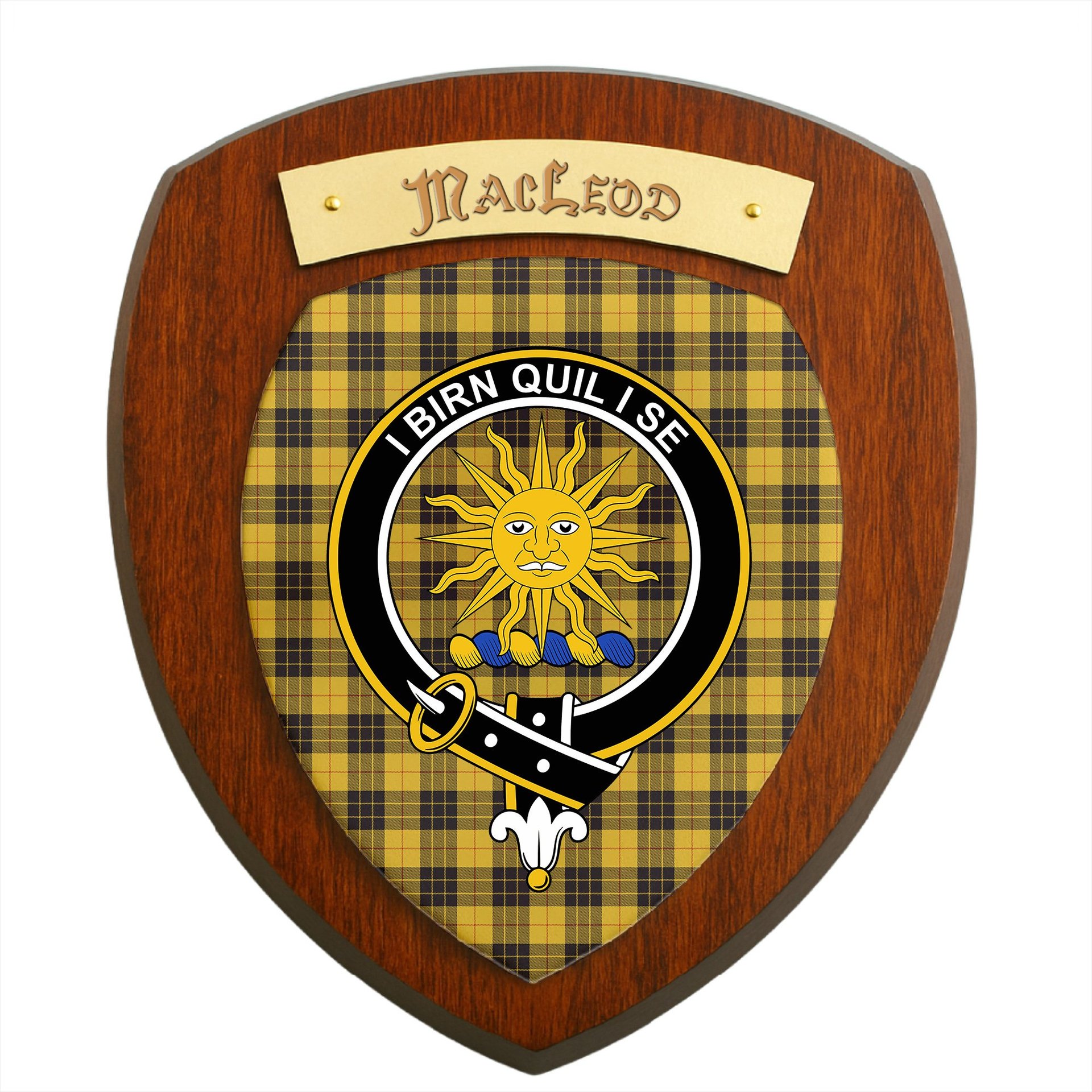ScotsTee Shop Scottish MacLeod of Lewis Ancient SC Clan Crest Scottish Tartan Wooden Wall Plaque