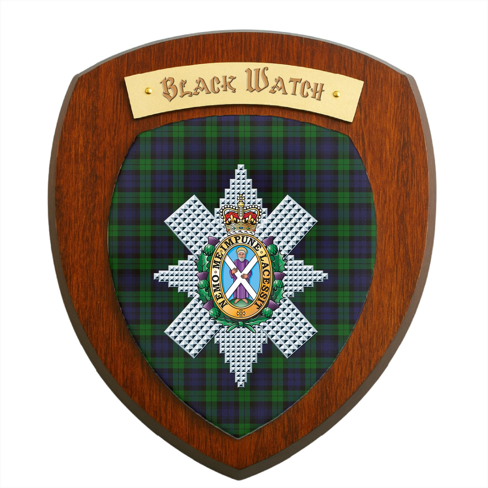 ScotsTee Shop Scottish Black Watch Clan Crest Scottish Tartan Wooden Wall Plaque