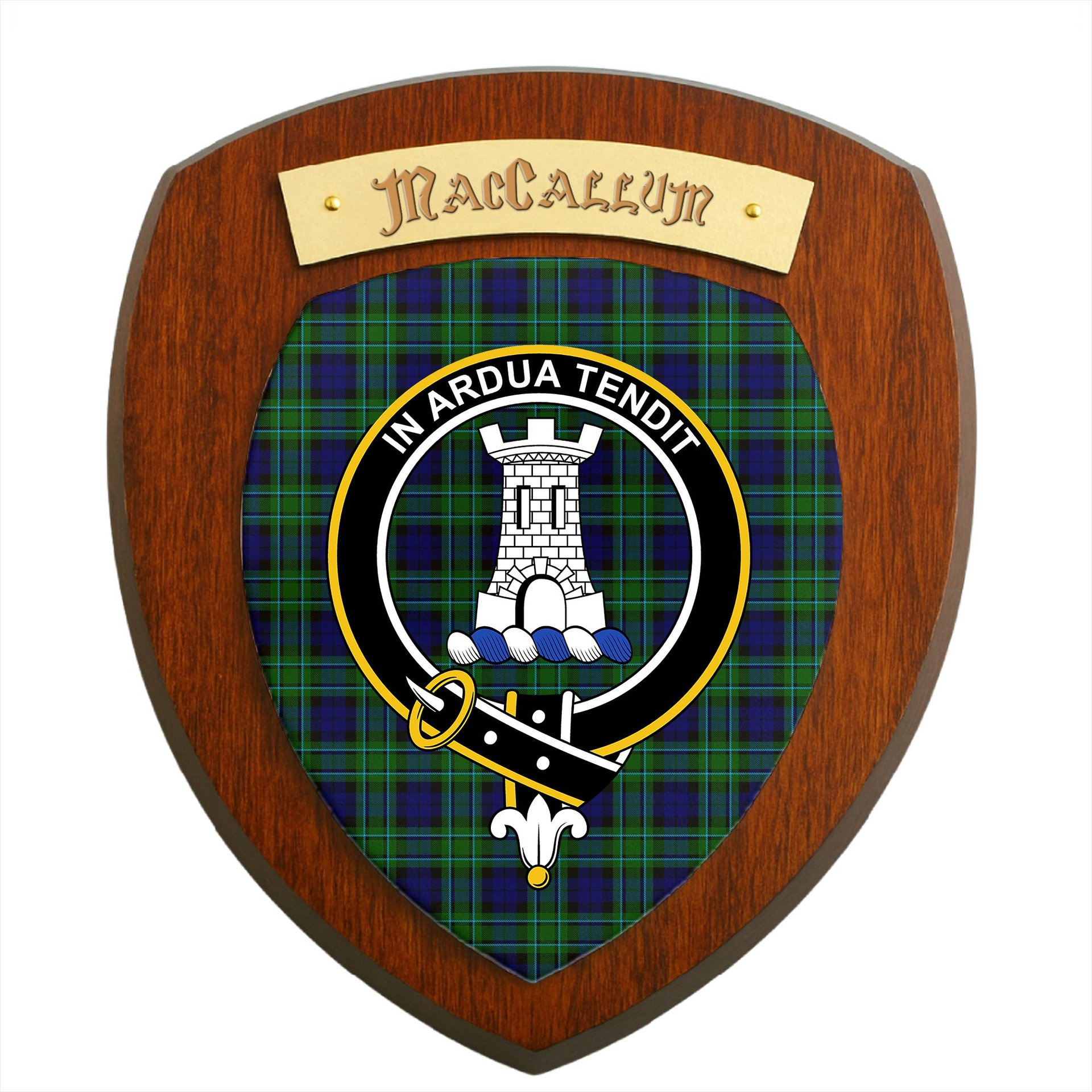 ScotsTee Shop Scottish MacCallum Modern SC Clan Crest Scottish Tartan Wooden Wall Plaque