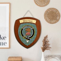 ScotsTee Shop Scottish Melville Modern Clan Crest Scottish Tartan Wooden Wall Plaque