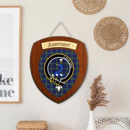 ScotsTee Shop Scottish Arbuthnot Modern Clan Crest Scottish Tartan Wooden Wall Plaque