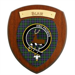 ScotsTee Shop Scottish Blair Clan Crest Scottish Tartan Wooden Wall Plaque