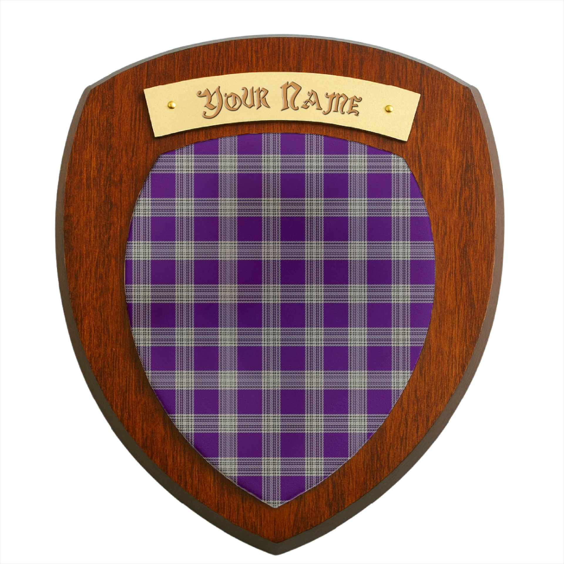 ScotsTee Shop Scottish Menzies Mauve and White Clan Tartan Wooden Wall Plaque Personalize with Your Name