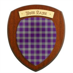 ScotsTee Shop Scottish Menzies Mauve and White Clan Tartan Wooden Wall Plaque Personalize with Your Name