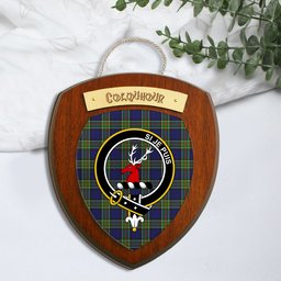 ScotsTee Shop Scottish Colquhoun Modern Clan Crest Scottish Tartan Wooden Wall Plaque