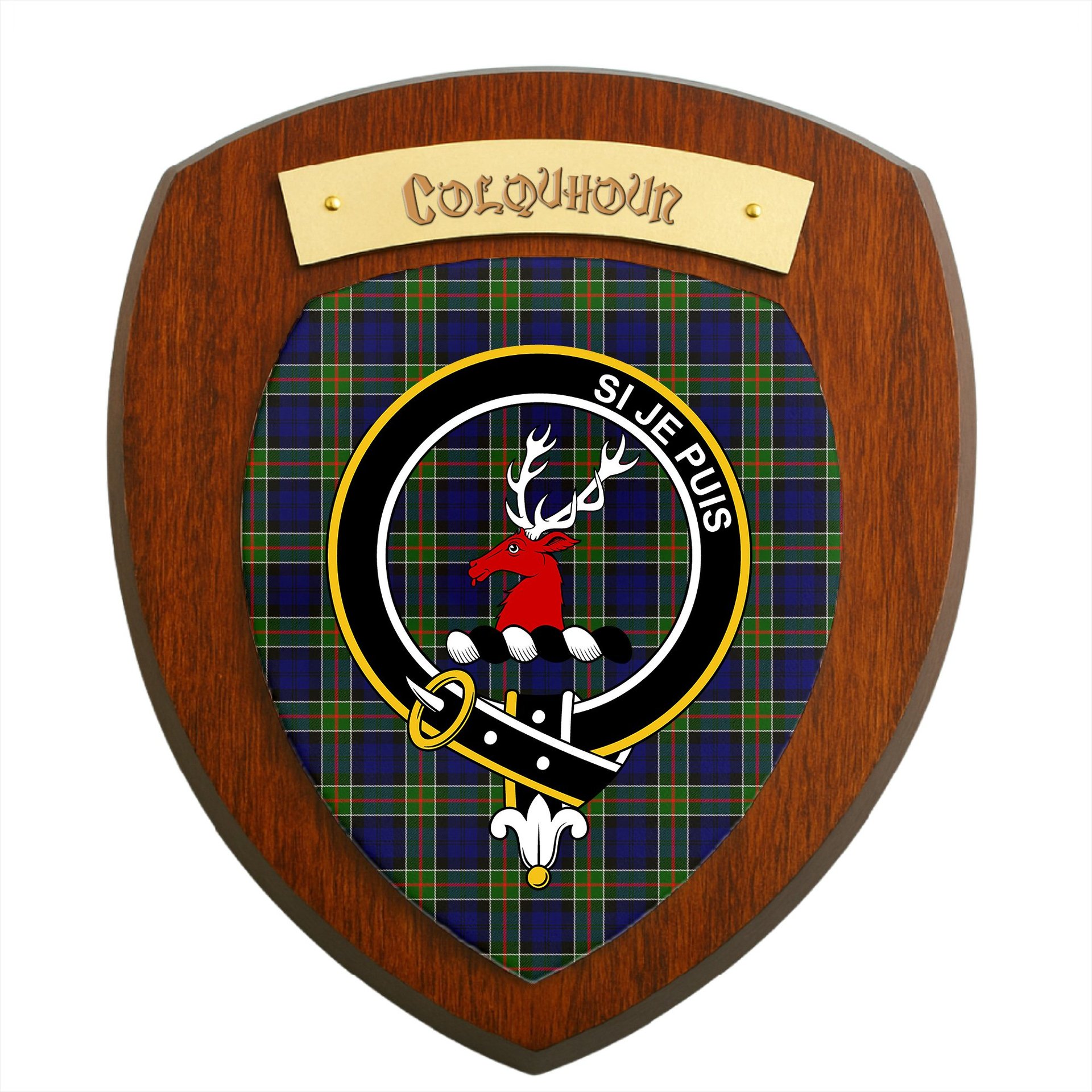 ScotsTee Shop Scottish Colquhoun Modern Clan Crest Scottish Tartan Wooden Wall Plaque