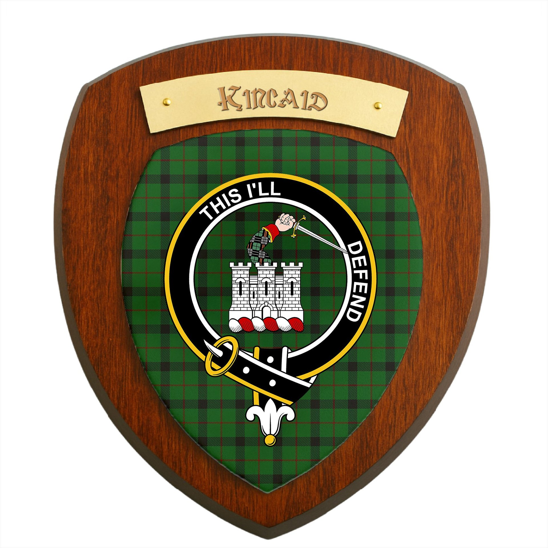 ScotsTee Shop Scottish Kincaid Clan Crest Scottish Tartan Wooden Wall Plaque