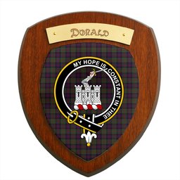 ScotsTee Shop Scottish Donald of Clan Ranald Clan Crest Scottish Tartan Wooden Wall Plaque