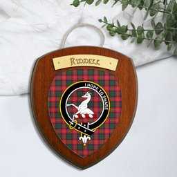 ScotsTee Shop Scottish Riddell Clan Crest Scottish Tartan Wooden Wall Plaque