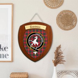 ScotsTee Shop Scottish Riddell Clan Crest Scottish Tartan Wooden Wall Plaque