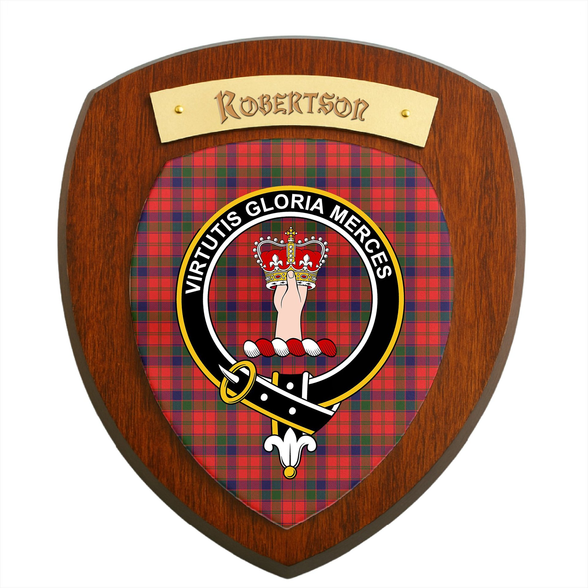 ScotsTee Shop Scottish Robertson Modern Clan Crest Scottish Tartan Wooden Wall Plaque