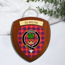 ScotsTee Shop Scottish Hamilton Modern Clan Crest Scottish Tartan Wooden Wall Plaque