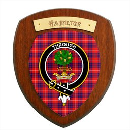 ScotsTee Shop Scottish Hamilton Modern Clan Crest Scottish Tartan Wooden Wall Plaque