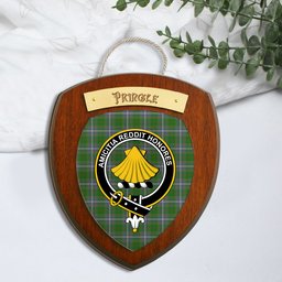 ScotsTee Shop Scottish Pringle Clan Crest Scottish Tartan Wooden Wall Plaque