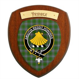 ScotsTee Shop Scottish Pringle Clan Crest Scottish Tartan Wooden Wall Plaque