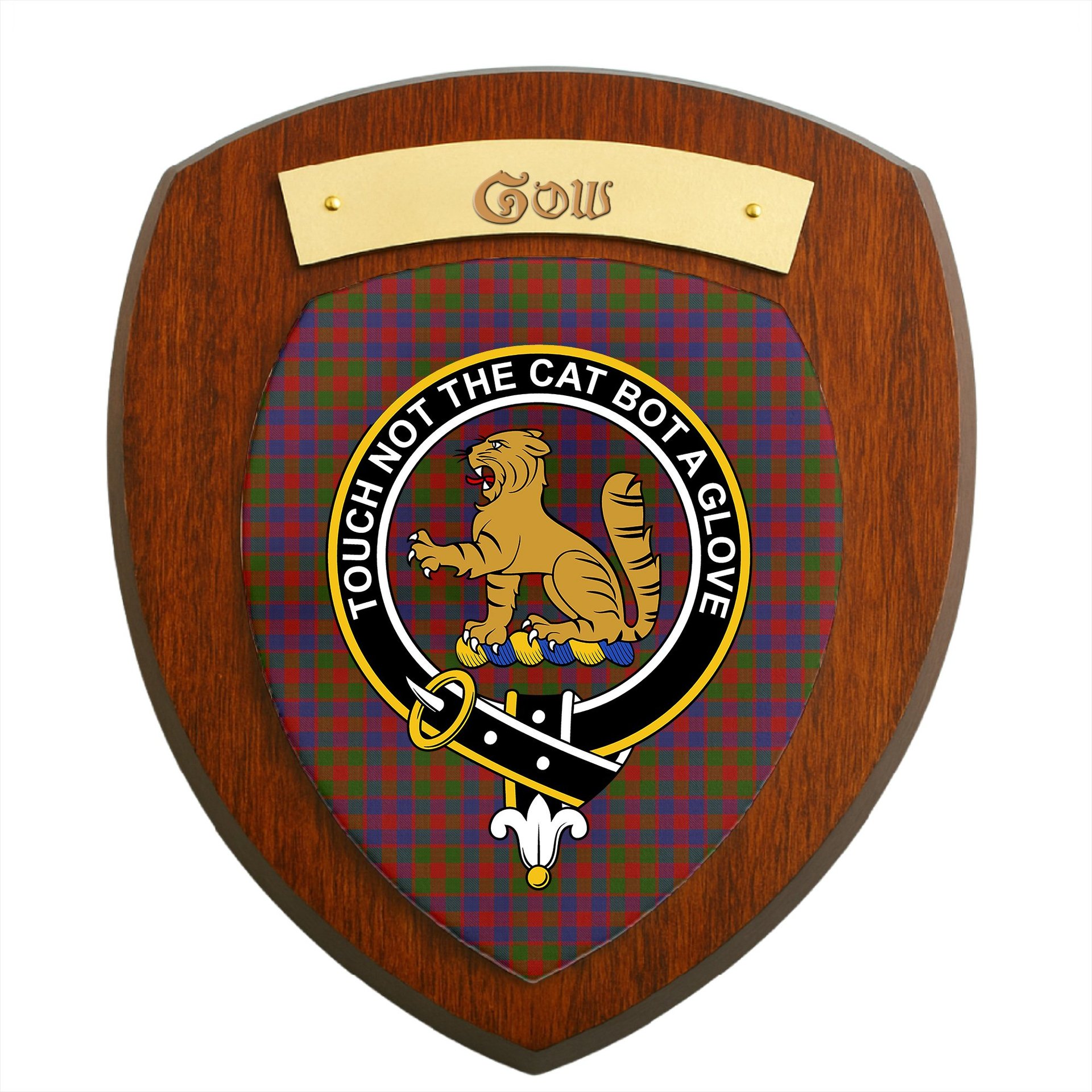 ScotsTee Shop Scottish Gow Clan Crest Scottish Tartan Wooden Wall Plaque