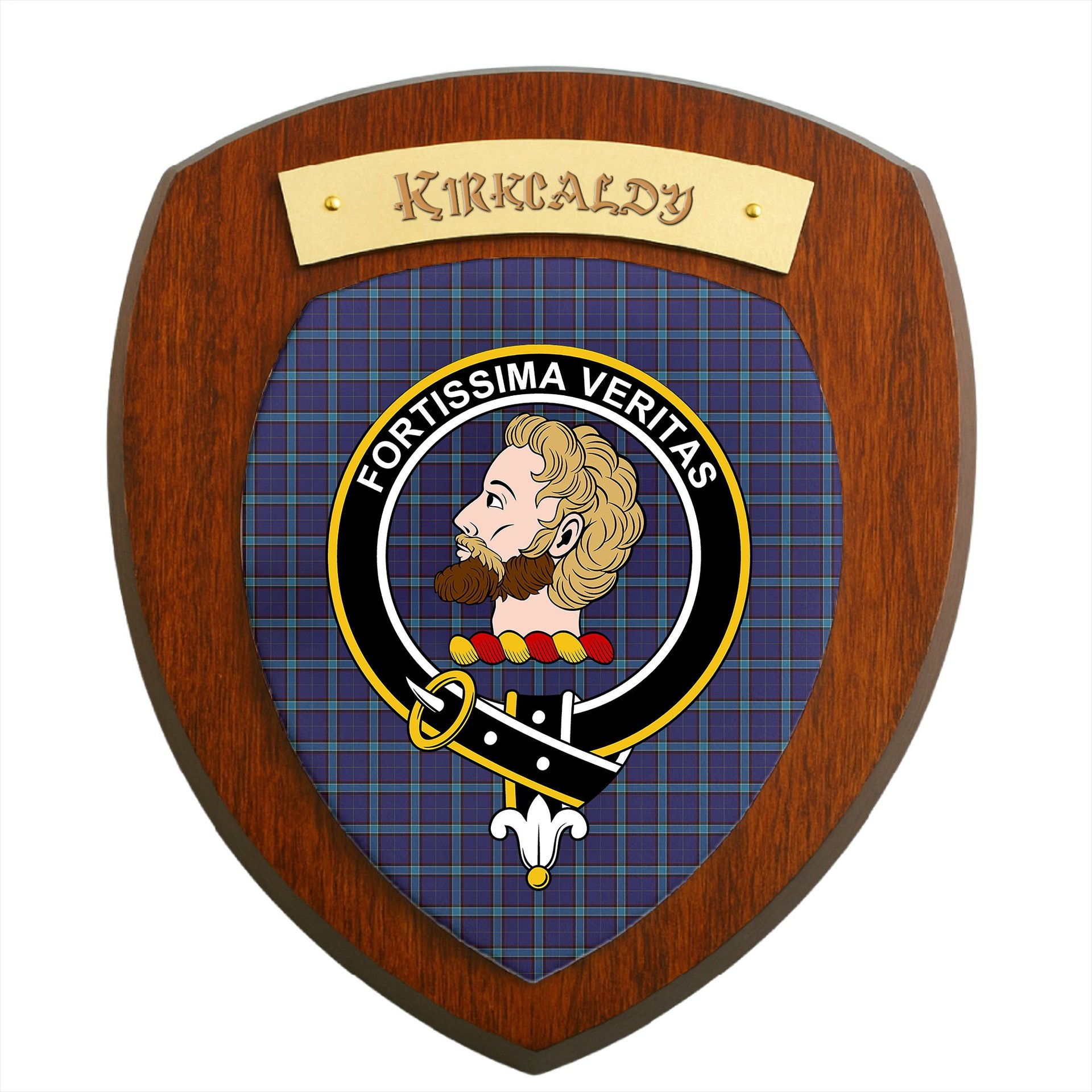 ScotsTee Shop Scottish Kirkcaldy Clan Crest Scottish Tartan Wooden Wall Plaque