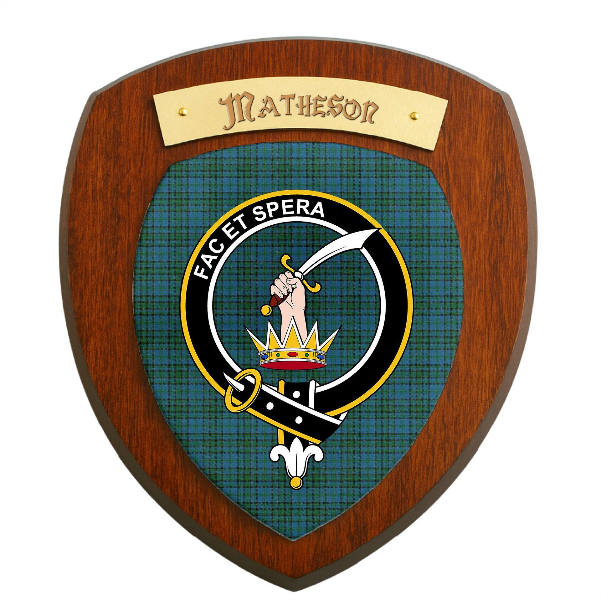 ScotsTee Shop Scottish Matheson Hunting Clan Crest Scottish Tartan Wooden Wall Plaque