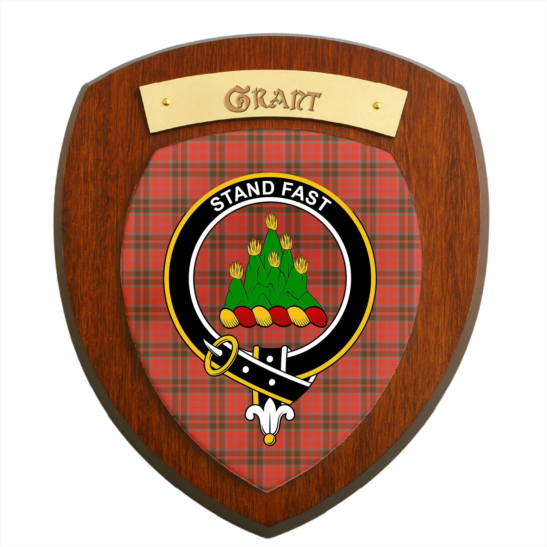 ScotsTee Shop Scottish Grant Weathered Clan Crest Scottish Tartan Wooden Wall Plaque