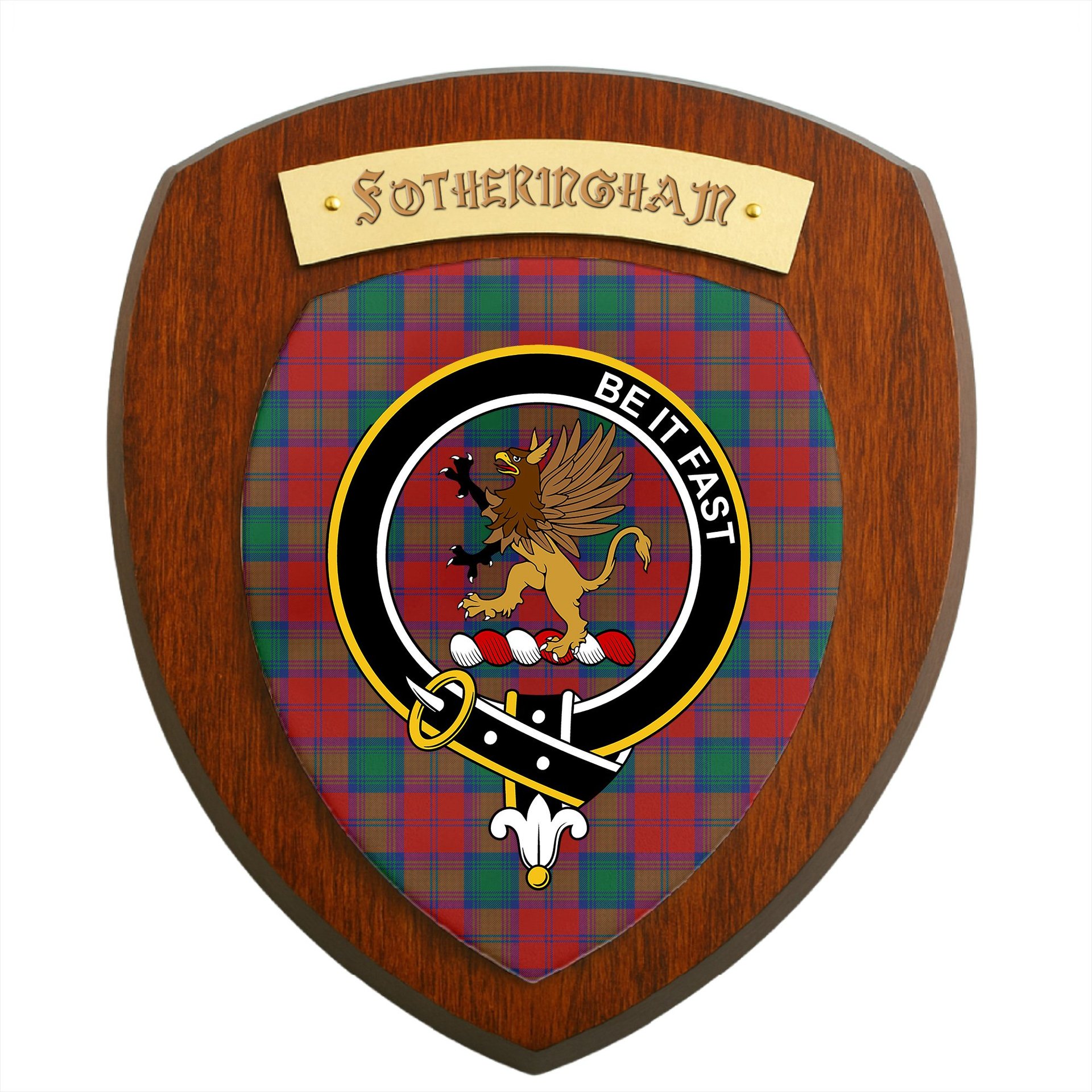 ScotsTee Shop Scottish Fotheringham Clan Crest Scottish Tartan Wooden Wall Plaque
