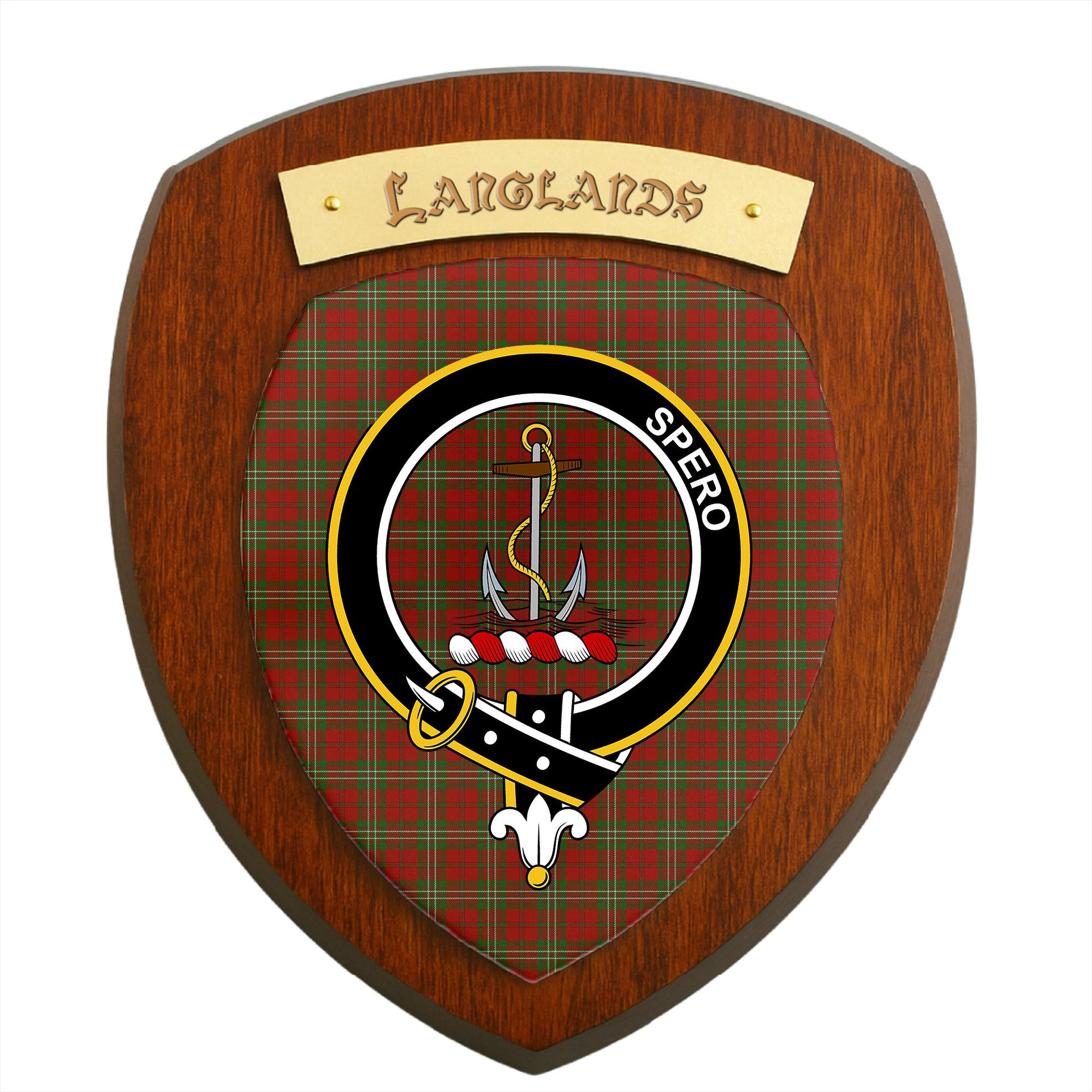 ScotsTee Shop Scottish Langlands Clan Crest Scottish Tartan Wooden Wall Plaque