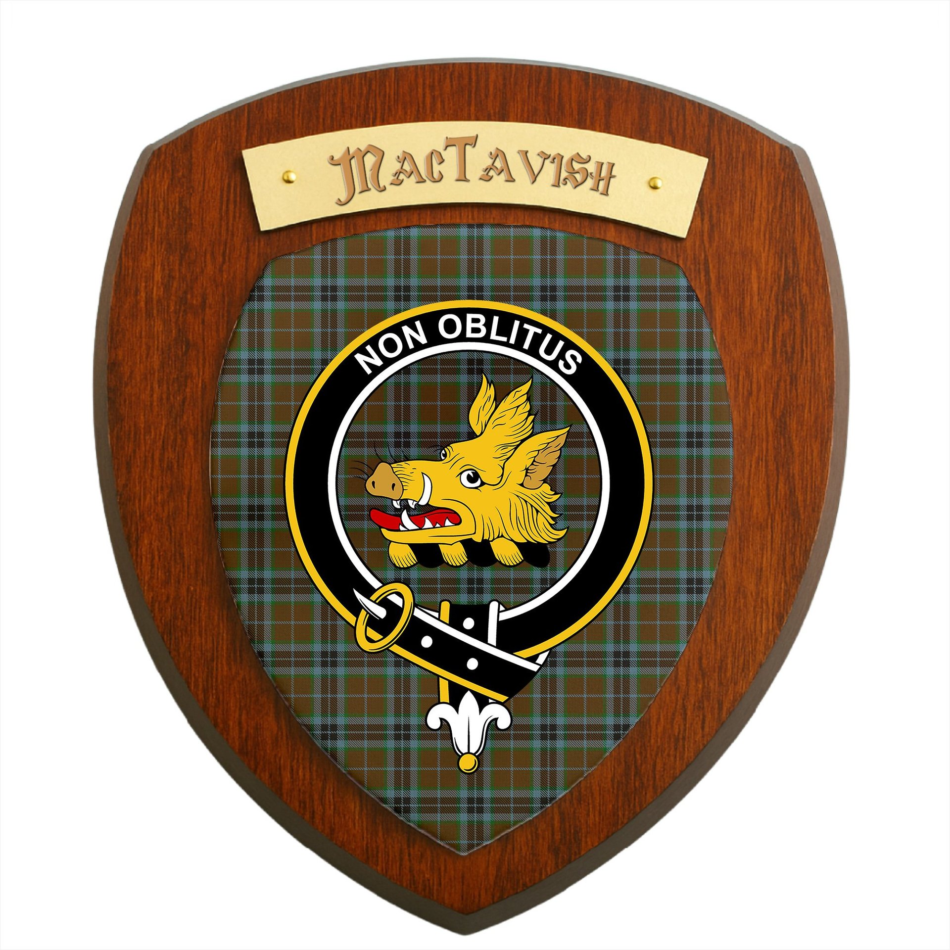 ScotsTee Shop Scottish MacTavish Hunting Clan Crest Scottish Tartan Wooden Wall Plaque