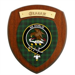 ScotsTee Shop Scottish Graham Clan Crest Scottish Tartan Wooden Wall Plaque