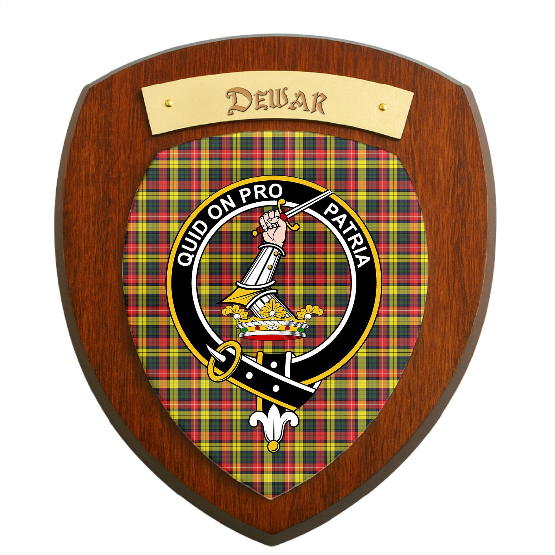 ScotsTee Shop Scottish Dewar Clan Crest Scottish Tartan Wooden Wall Plaque