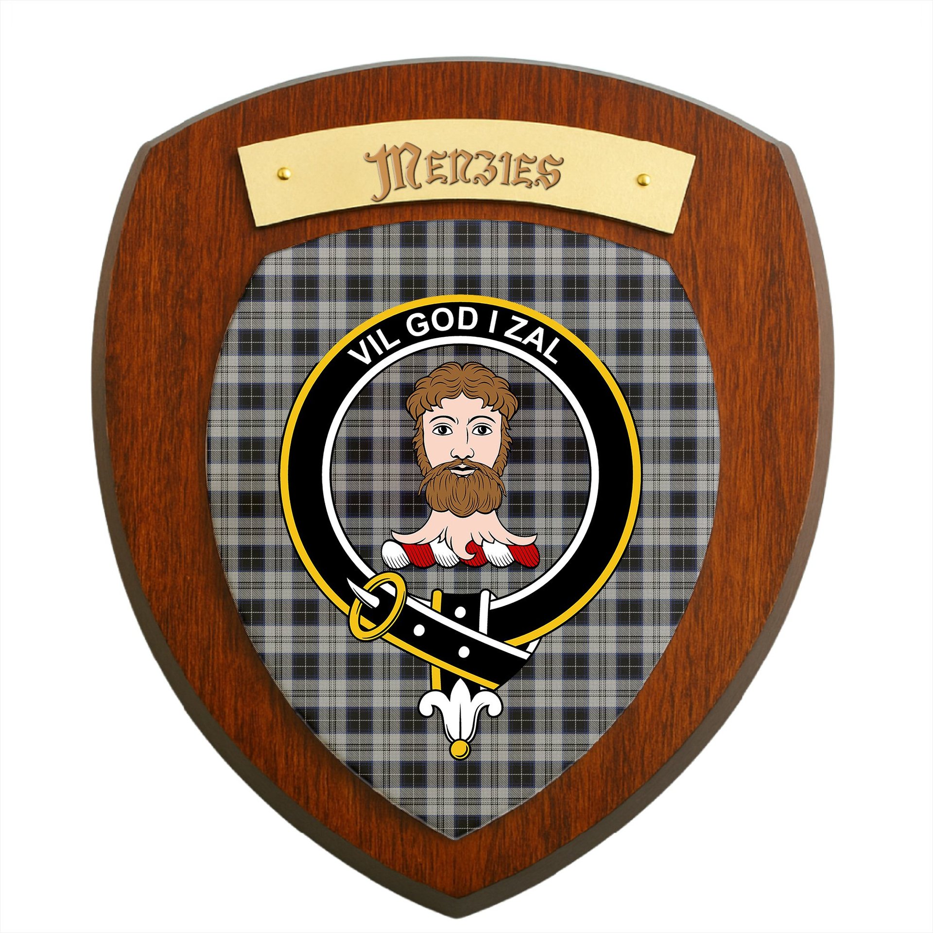 ScotsTee Shop Scottish Menzies Black Dress Clan Crest Scottish Tartan Wooden Wall Plaque