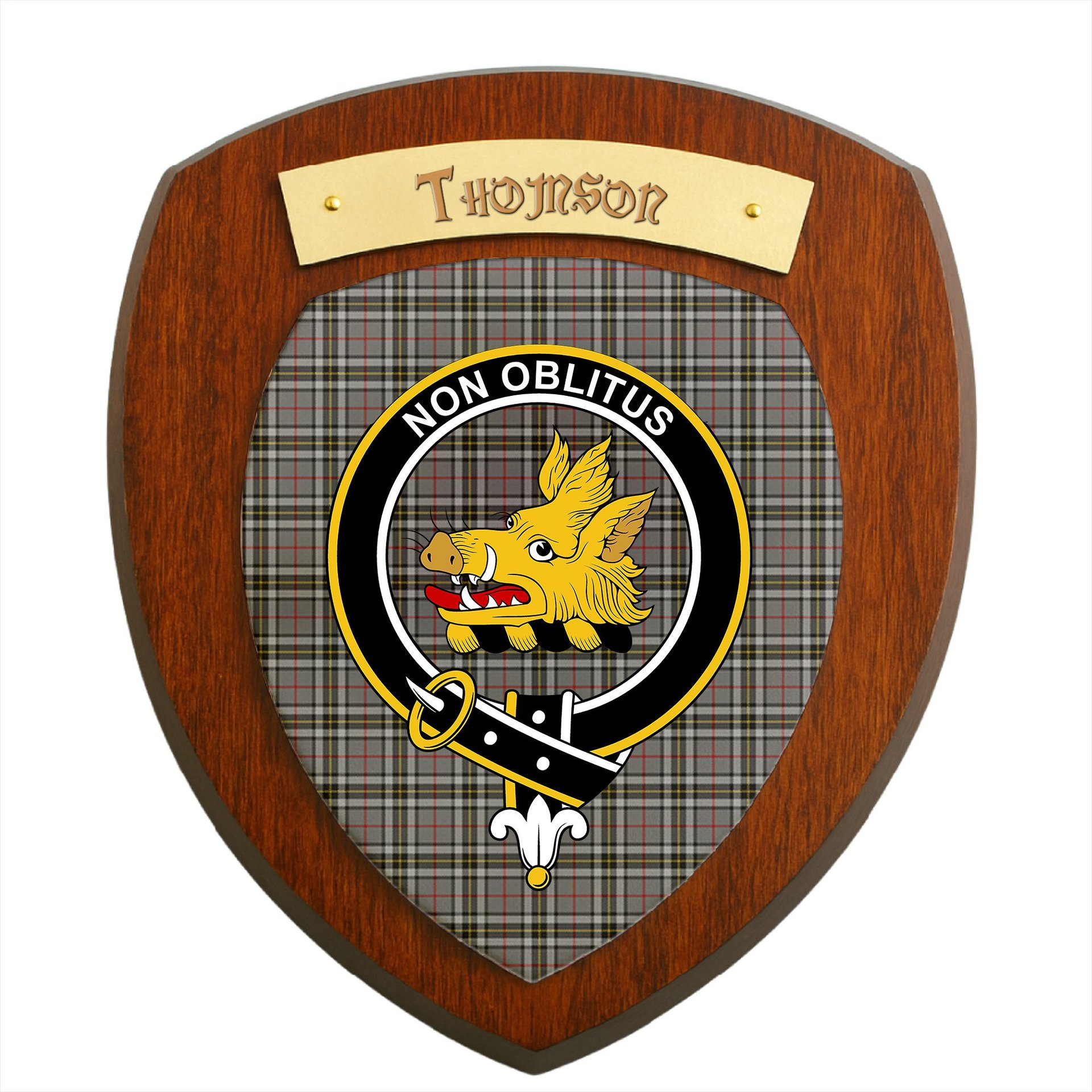 ScotsTee Shop Scottish Thomson Dress Grey Clan Crest Scottish Tartan Wooden Wall Plaque