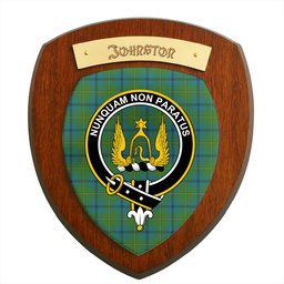 ScotsTee Shop Scottish Johnstone Ancient Clan Crest Scottish Tartan Wooden Wall Plaque