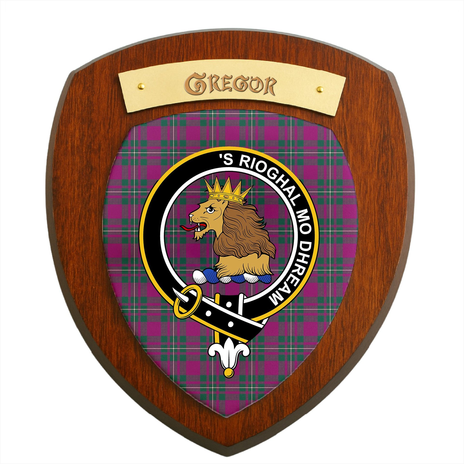ScotsTee Shop Scottish Gregor Hunting Modern Clan Crest Scottish Tartan Wooden Wall Plaque