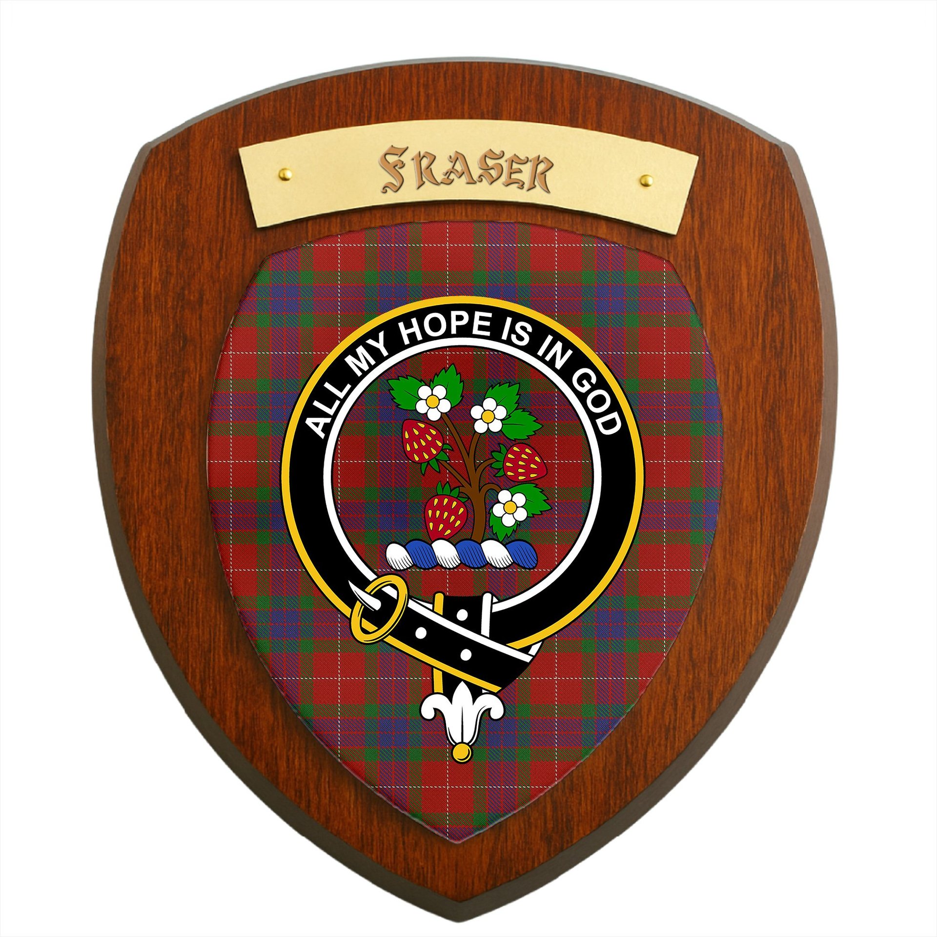 ScotsTee Shop Scottish Fraser Clan Crest Scottish Tartan Wooden Wall Plaque