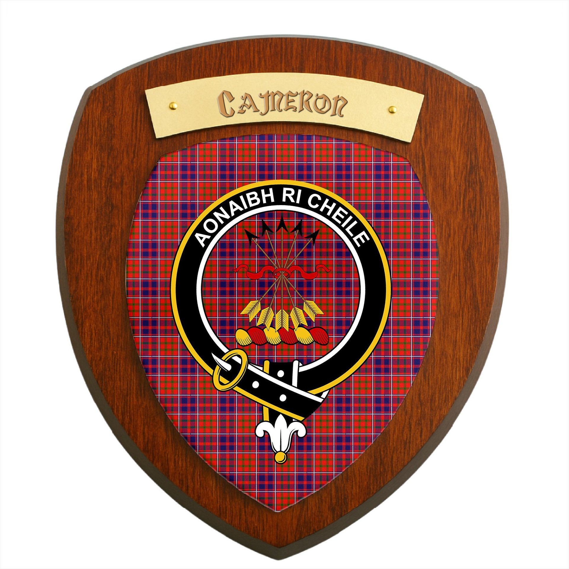 ScotsTee Shop Scottish Cameron of Lochiel Modern Clan Crest Scottish Tartan Wooden Wall Plaque