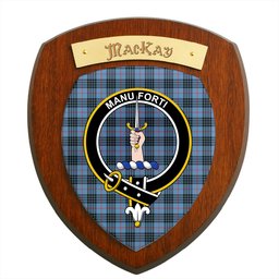 ScotsTee Shop Scottish MacKay Blue Clan Crest Scottish Tartan Wooden Wall Plaque