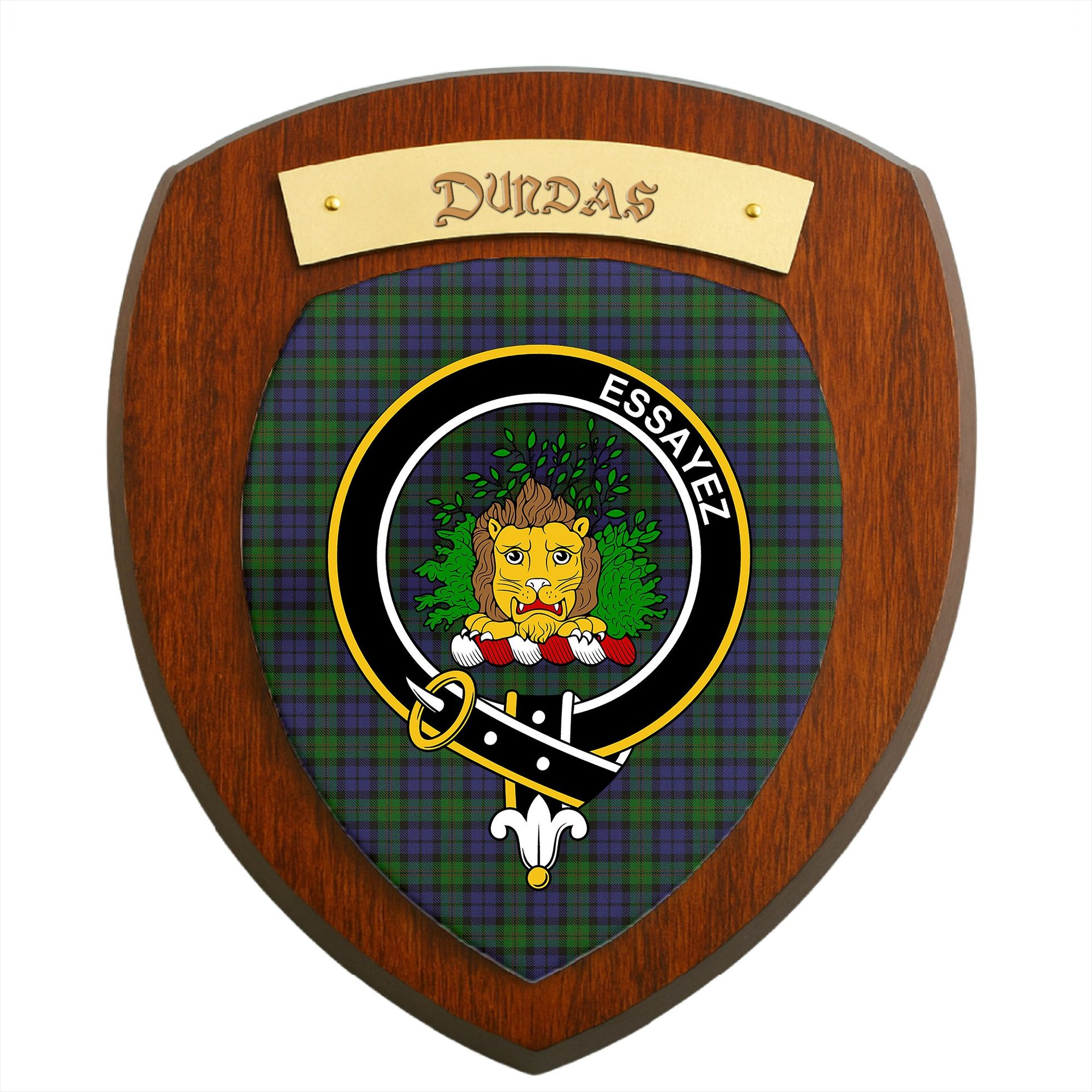 ScotsTee Shop Scottish Dundas Clan Crest Scottish Tartan Wooden Wall Plaque