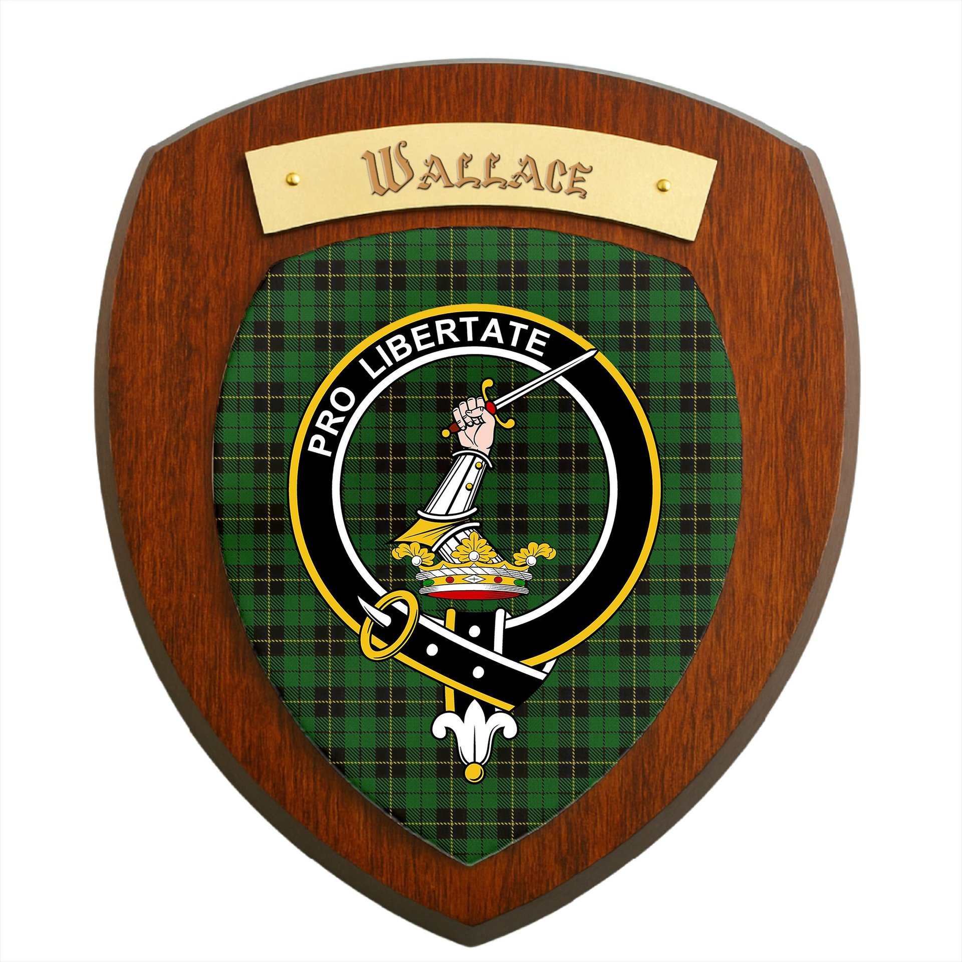 ScotsTee Shop Scottish Wallace Hunting Clan Crest Scottish Tartan Wooden Wall Plaque