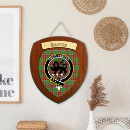 ScotsTee Shop Scottish Baxter Modern Clan Crest Scottish Tartan Wooden Wall Plaque