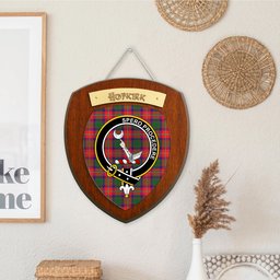 ScotsTee Shop Scottish Hopkirk Clan Crest Scottish Tartan Wooden Wall Plaque