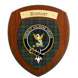 ScotsTee Shop Scottish Stewart Old Clan Crest Scottish Tartan Wooden Wall Plaque