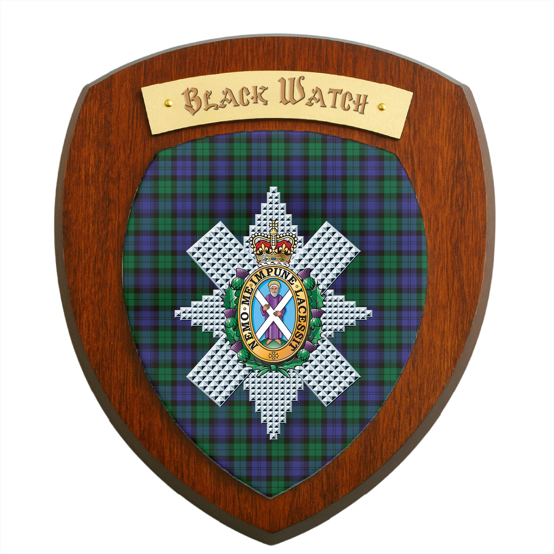 ScotsTee Shop Scottish Black Watch Modern Clan Crest Scottish Tartan Wooden Wall Plaque