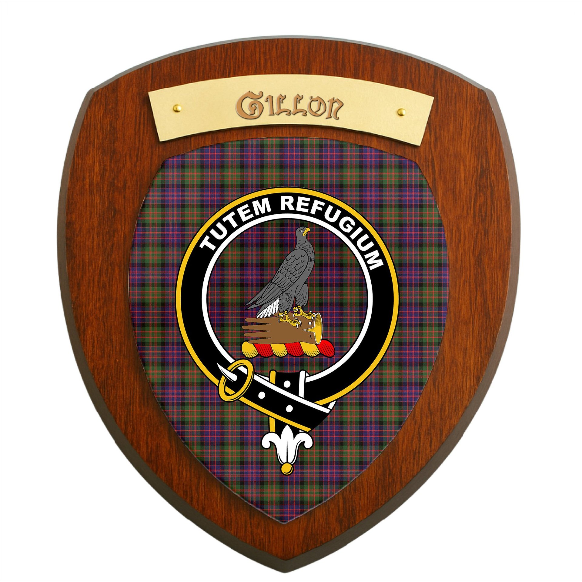 ScotsTee Shop Scottish Gillon Clan Crest Scottish Tartan Wooden Wall Plaque