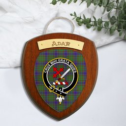 ScotsTee Shop Scottish Adam Clan Crest Scottish Tartan Wooden Wall Plaque