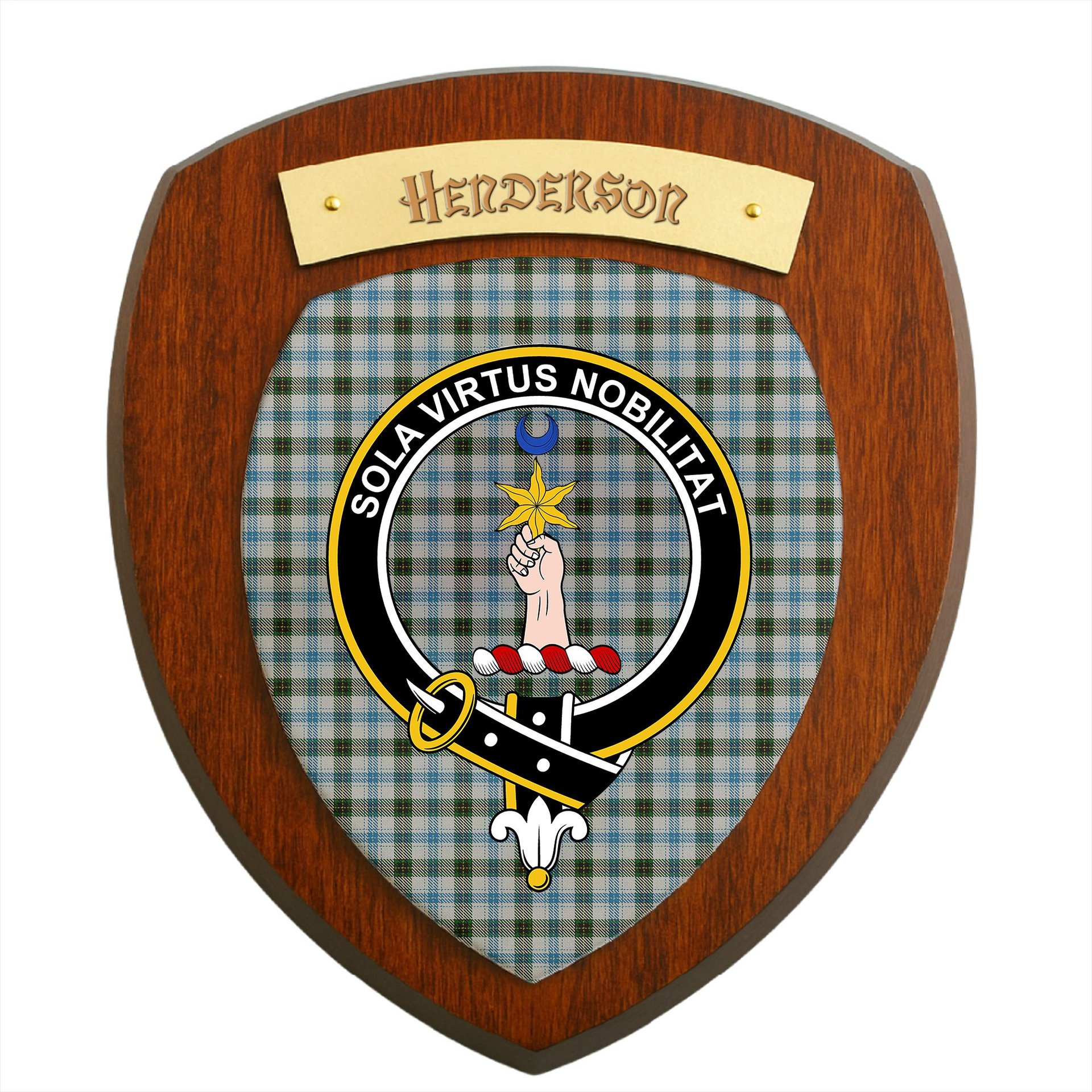 ScotsTee Shop Scottish Henderson Dress Clan Crest Scottish Tartan Wooden Wall Plaque