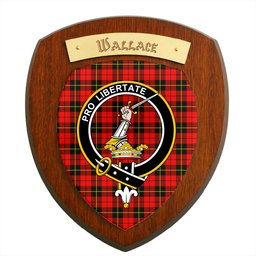 ScotsTee Shop Scottish Wallace Hunting Red Clan Crest Scottish Tartan Wooden Wall Plaque