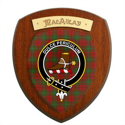 ScotsTee Shop Scottish MacAulay Clan Crest Scottish Tartan Wooden Wall Plaque